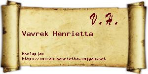 Vavrek Henrietta névjegykártya